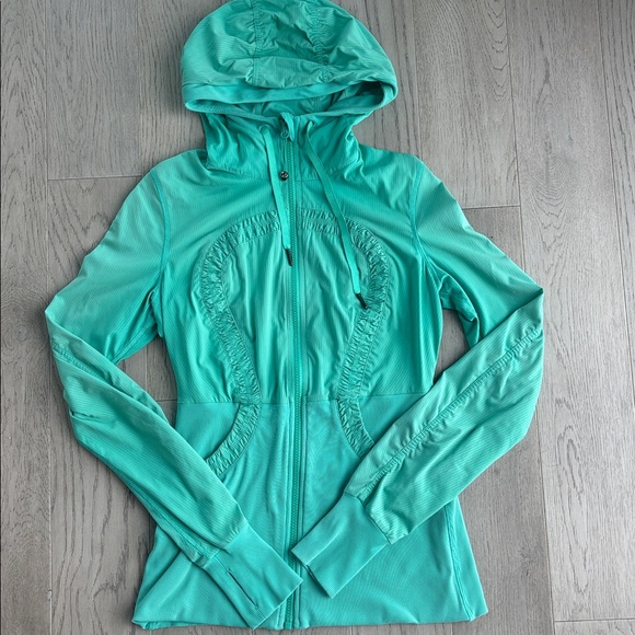Lululemon Full Zip Dance Studio Jacket Light Green Hooded Size 8 - Picture 3 of 6